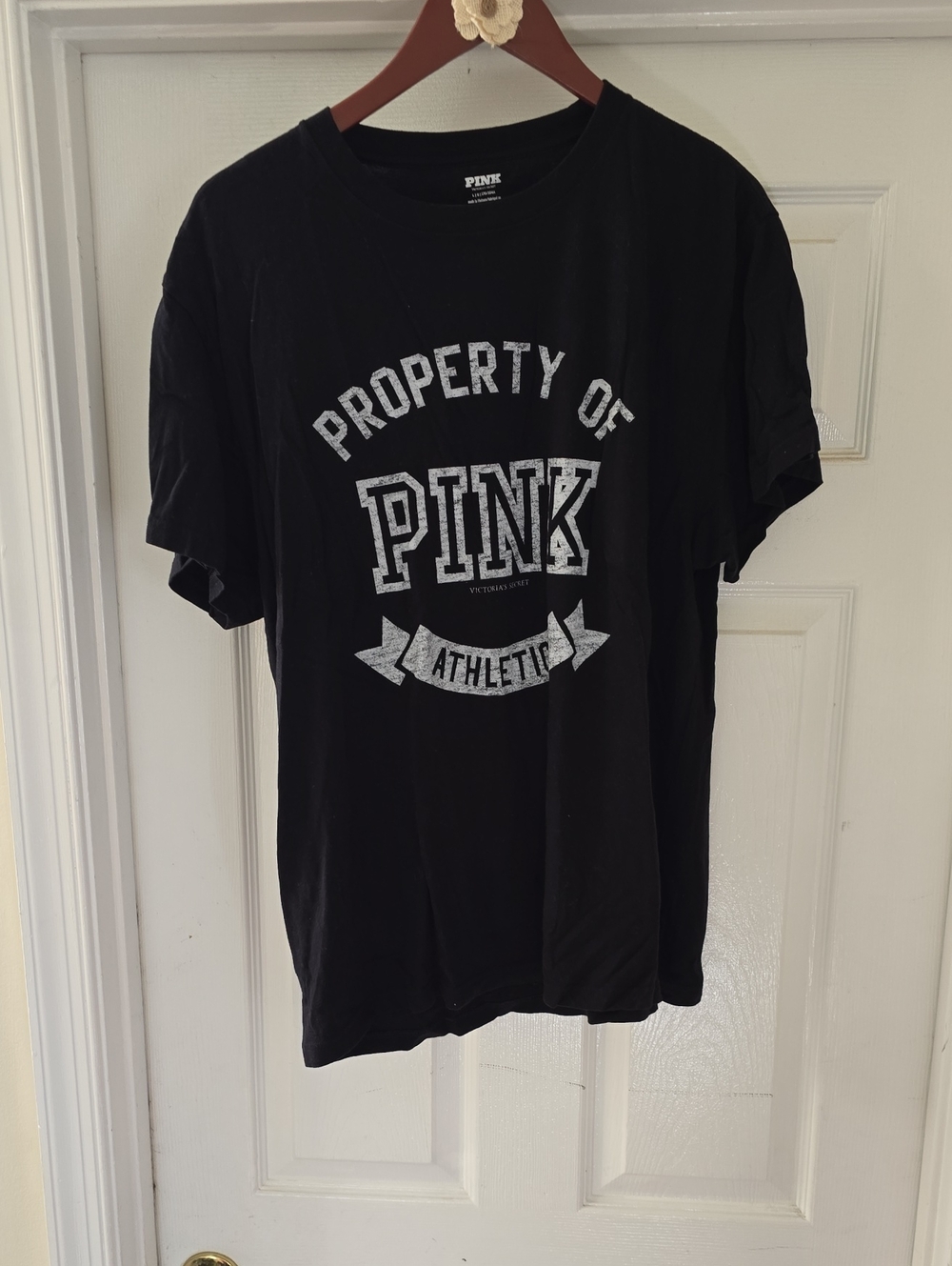 PINK Victoria's Secret Black Cotton Graphic Tee- Size LG